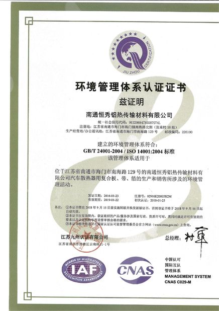 Chiny Trumony Aluminum Limited Certyfikaty